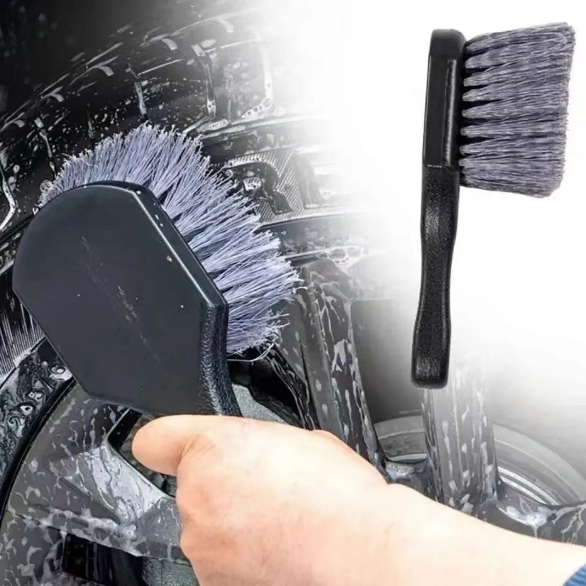 Car Cleaning Brush - 車の車輪のクリーニングブラシセット,ディテールブラシ,ショートハンドル,タイヤ,車のメンテナンスアクセサリー